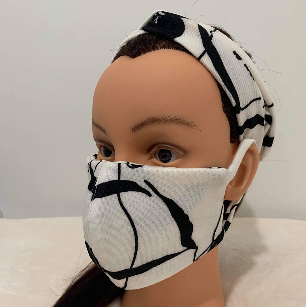 Boho Top Knot Headband and Facemask Set